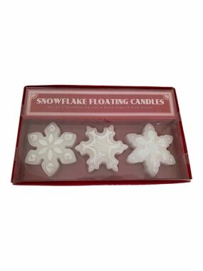 Vintage NWT Williams Sonoma Floating Candle Set of 3 Snowflakes White Silver